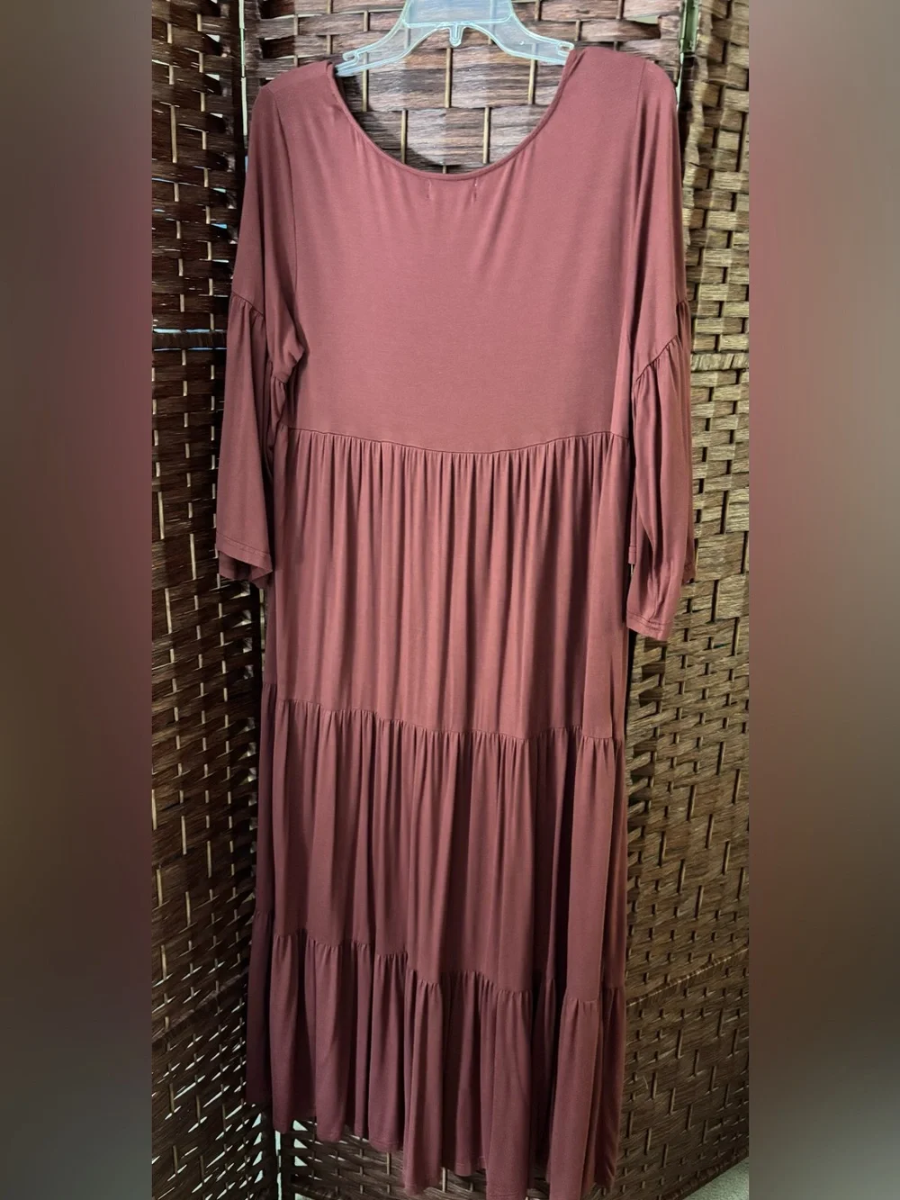 NATURAL LIFE Rust V-Neck Tiered Maxi Dress - Picture 7 of 8